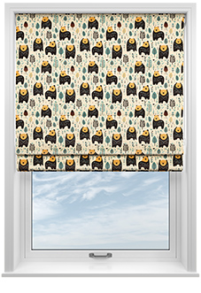 Bear Necessities, Soft Teal - Roman Blind